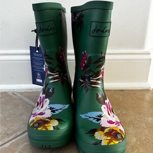 Joules Green and Pink Winter Rain Boots